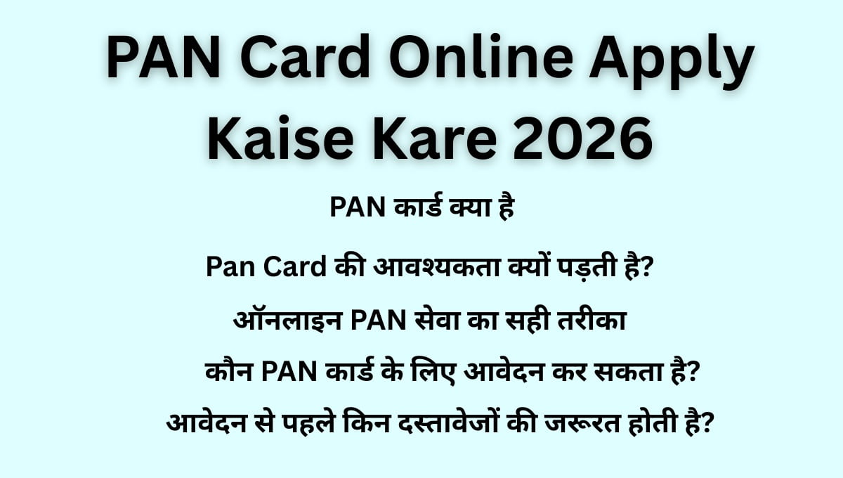 PAN Card Online Apply Kaise Kare 2026: Step by Step Process, Documents, Fees aur Status Check Guide