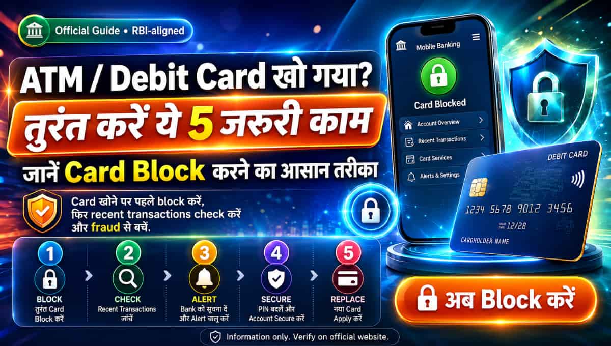 ATM / Debit Card खो गया? तुरंत करें ये 5 जरूरी काम, जानें Card Block करने का आसान तरीका