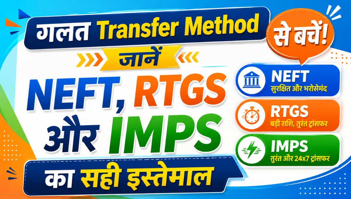 गलत Transfer Method से बचें! जानें NEFT, RTGS और IMPS का सही इस्तेमाल