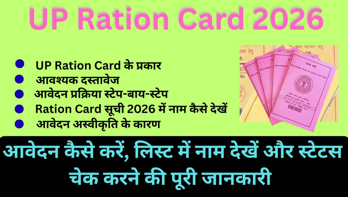 UP Ration Card 2026: आवेदन कैसे करें, लिस्ट में नाम देखें और स्टेटस चेक करने की पूरी जानकारी