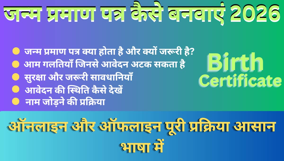 जन्म प्रमाण पत्र कैसे बनवाएं 2026 | ऑनलाइन और ऑफलाइन पूरी प्रक्रिया आसान भाषा में