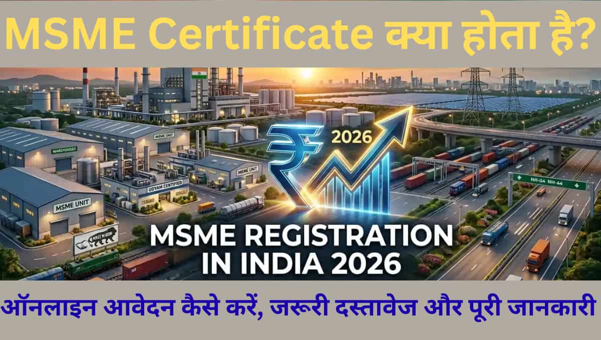 MSME Certificate Registration 2026: ऑनलाइन आवेदन कैसे करें, जरूरी दस्तावेज और पूरी जानकारी