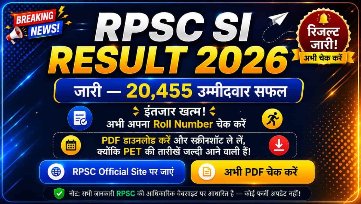 RPSC SI Result 2026